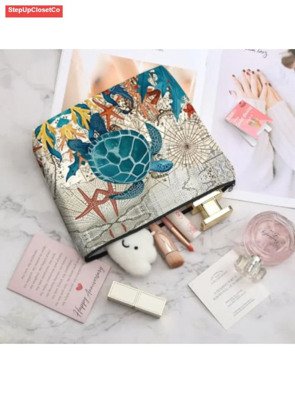 Large Canvas Travel Makeup Bag with Zipper Lining Cosmetics Pouch